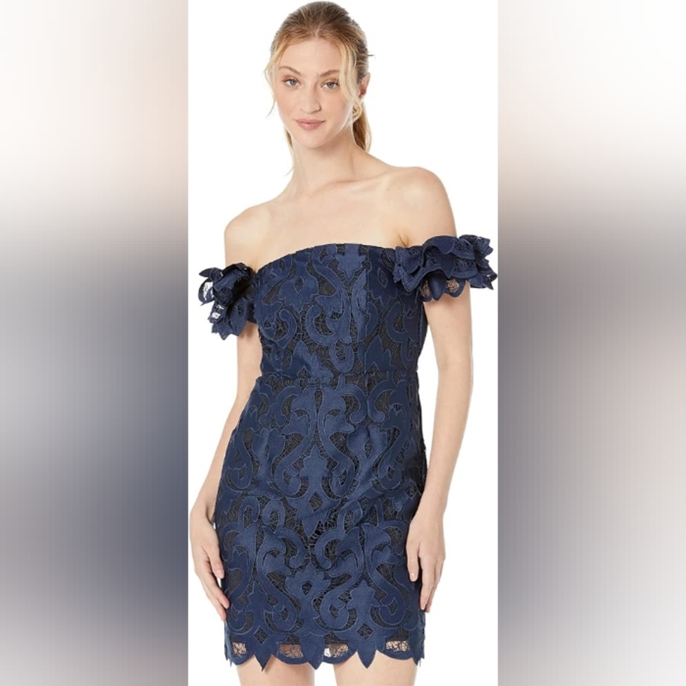 Britton Off the Shoulder Guipure Lace Sheath Dress Milly size 12 brand new